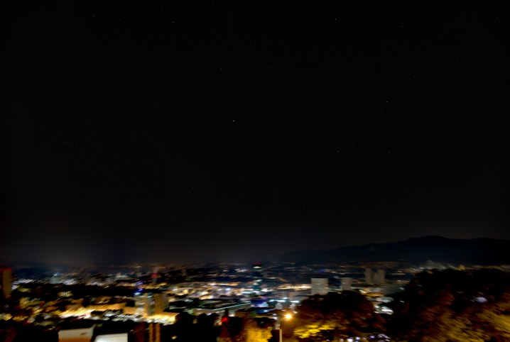 Night sky with ligh pollution removed